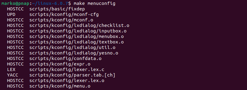Loading the configuration menu.
