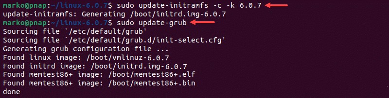 Updating the grub.