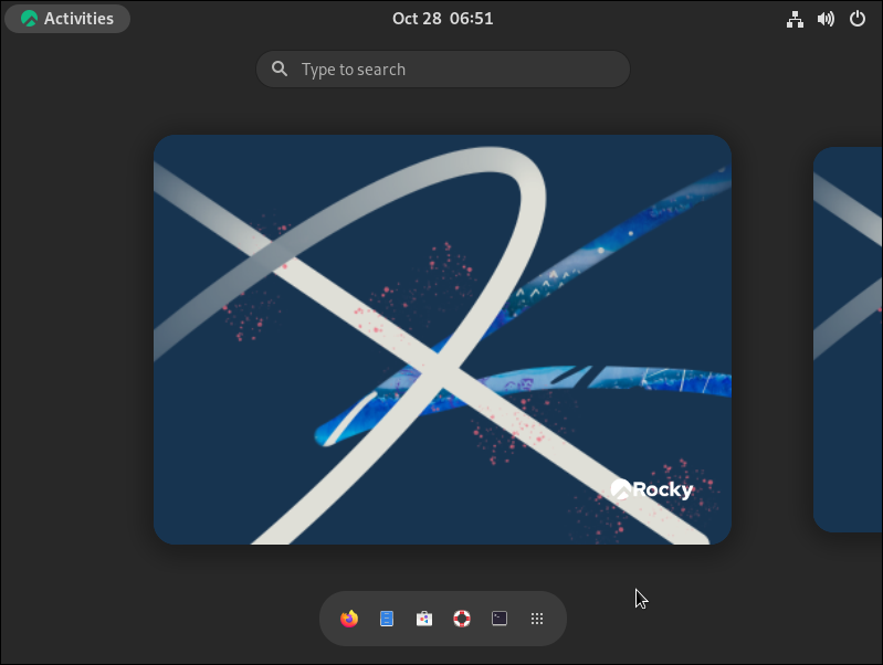 Rocky Linux GNOME Desktop environment.