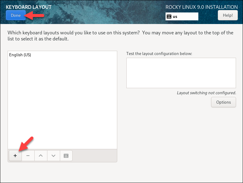 Adding keyboard layouts during installation.