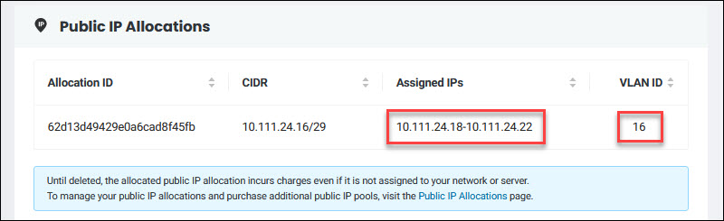 The old Public IP data in the BMC Portal.