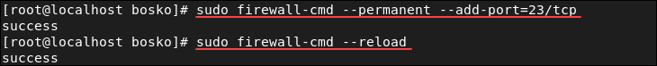 Opening a port in RHEL-based distros.