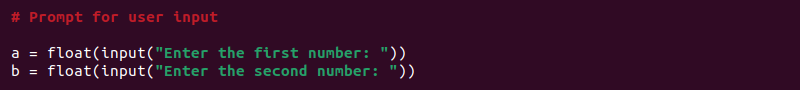 Python calculator input numbers code