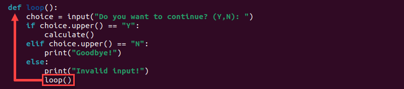 Python recursive function loop code