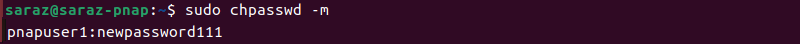 sudo chpassw -m input username and password terminal output