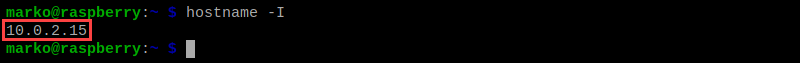 Obtaining the private IP address on a Raspberry Pi machine.