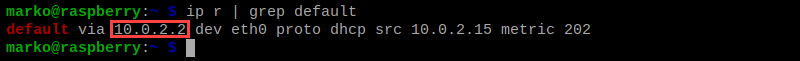 Obtaining the router IP address on a Raspberry Pi machine.