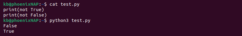 python not operator code and terminal output