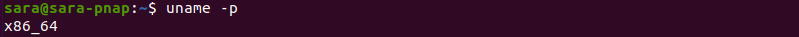 uname -p terminal output