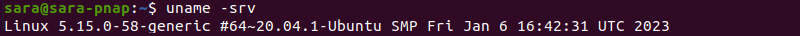 uname -srv terminal output