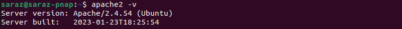 apache2 -v terminal output