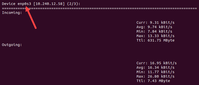 nload interface.