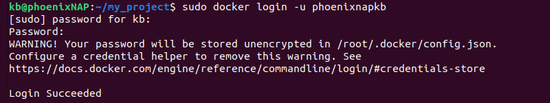 docker login terminal output
